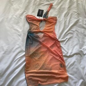 con Swim Sunset Print Mesh Cover-Up Dress Size Large NWT